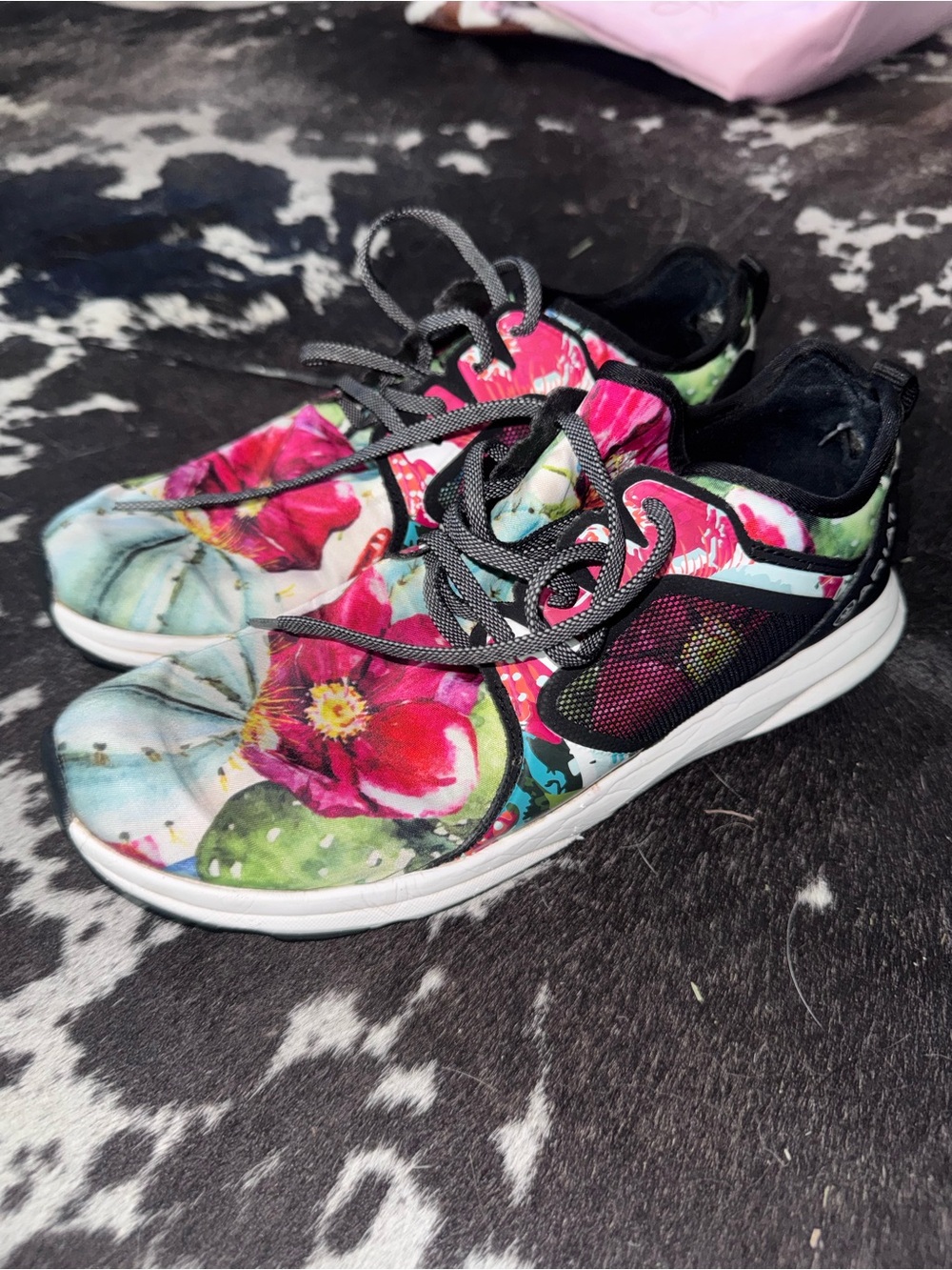Womens Ariat Floral Active Sneakers in Pink and Green
